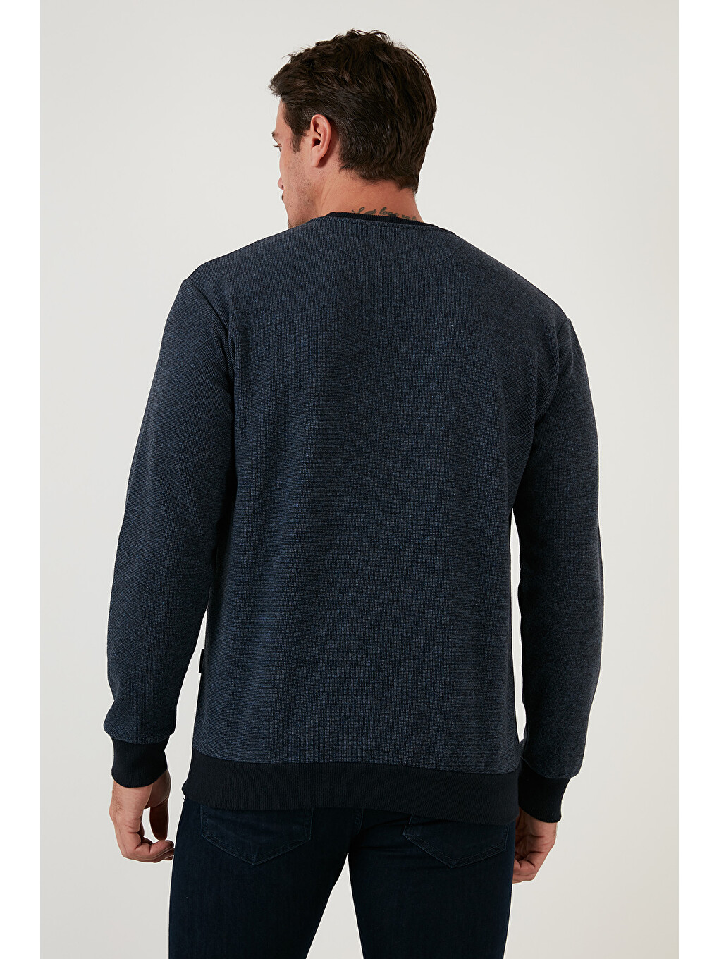 İndigo Slim Fit Bisiklet Yaka Pamuklu Büyük Beden Kazak 456201-4