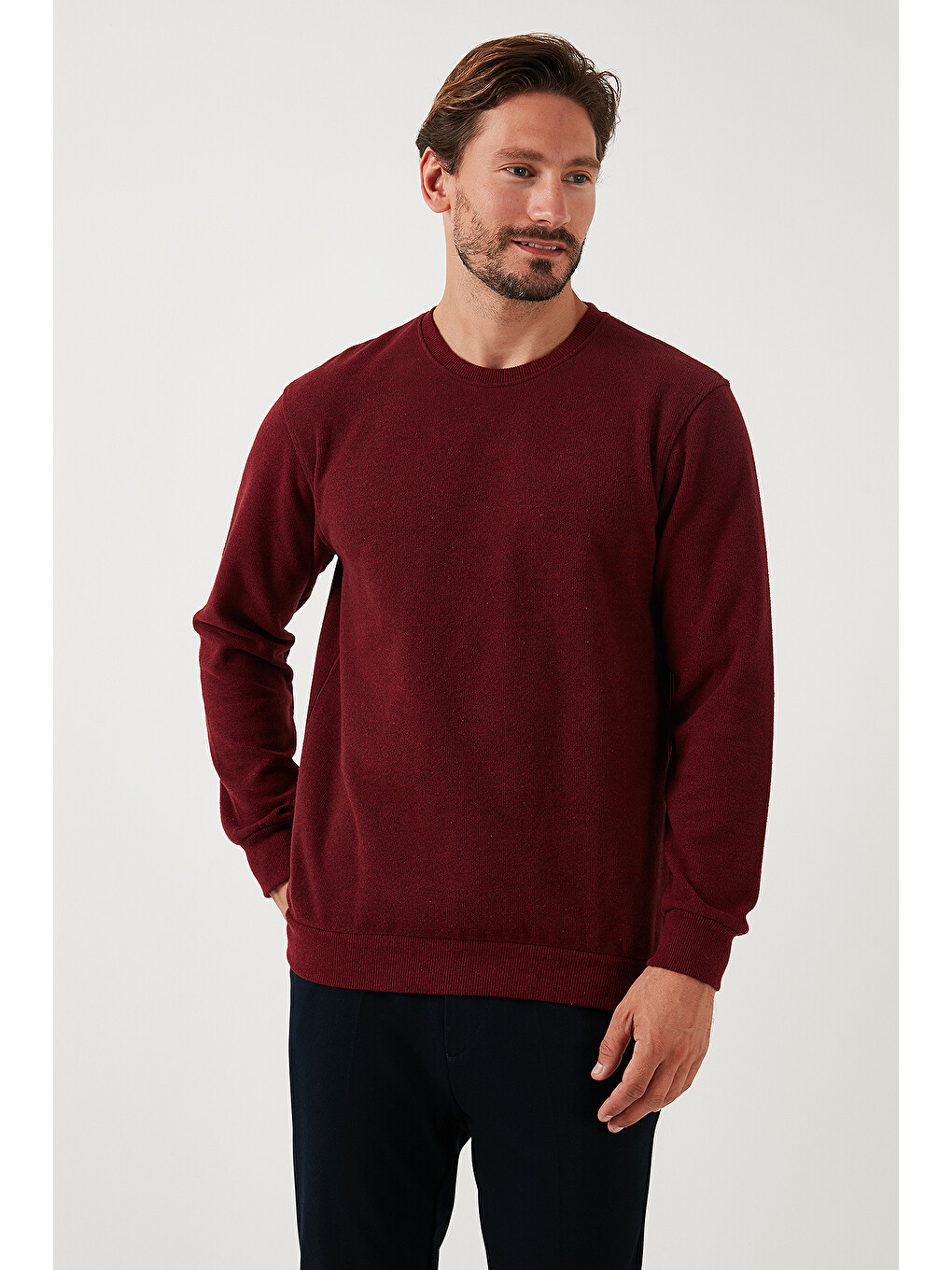 Mürdüm Slim Fit Bisiklet Yaka Pamuklu Erkek Büyük Beden Kazak 456201-1