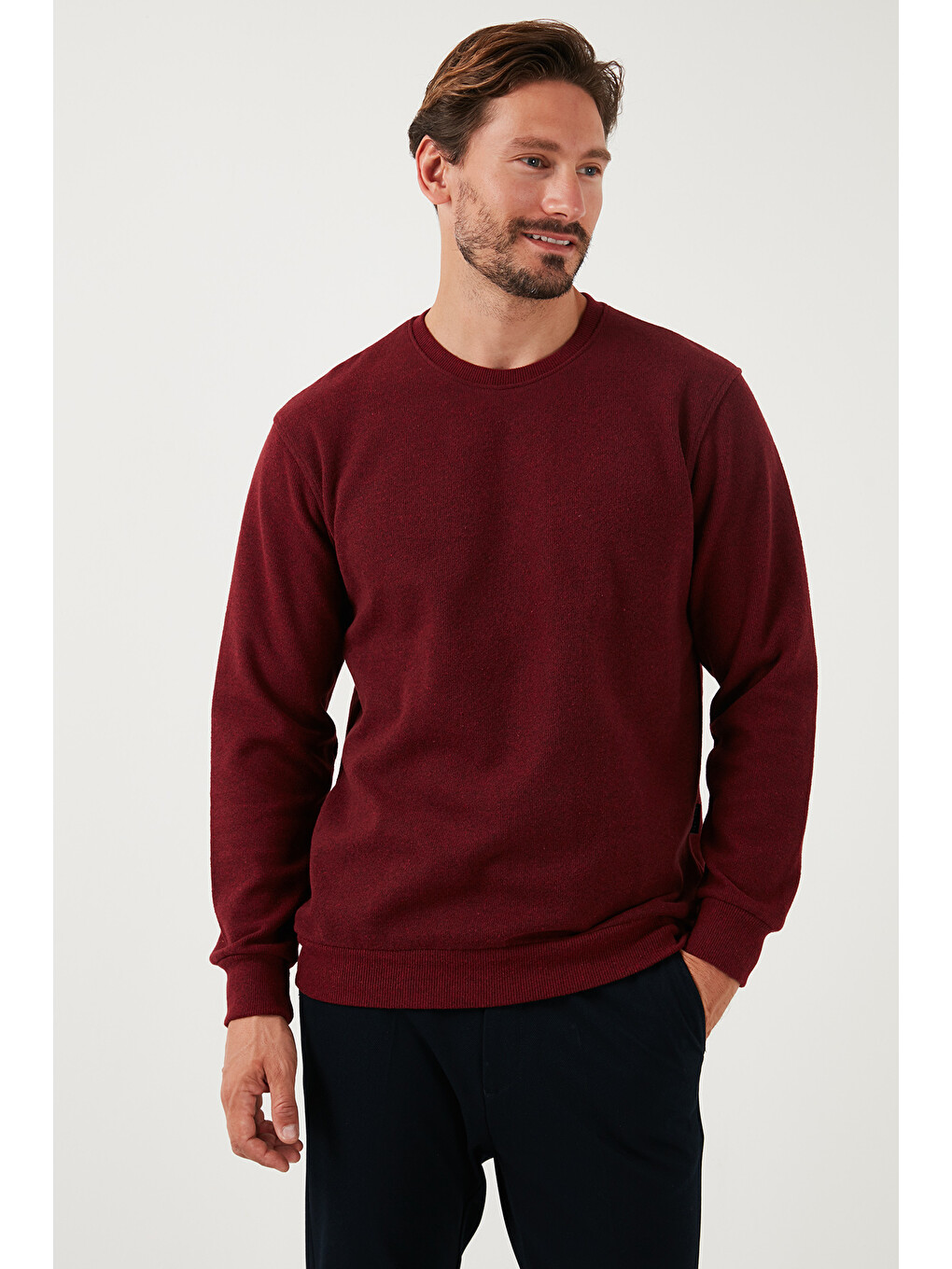 Mürdüm Slim Fit Bisiklet Yaka Pamuklu Erkek Büyük Beden Kazak 456201-3