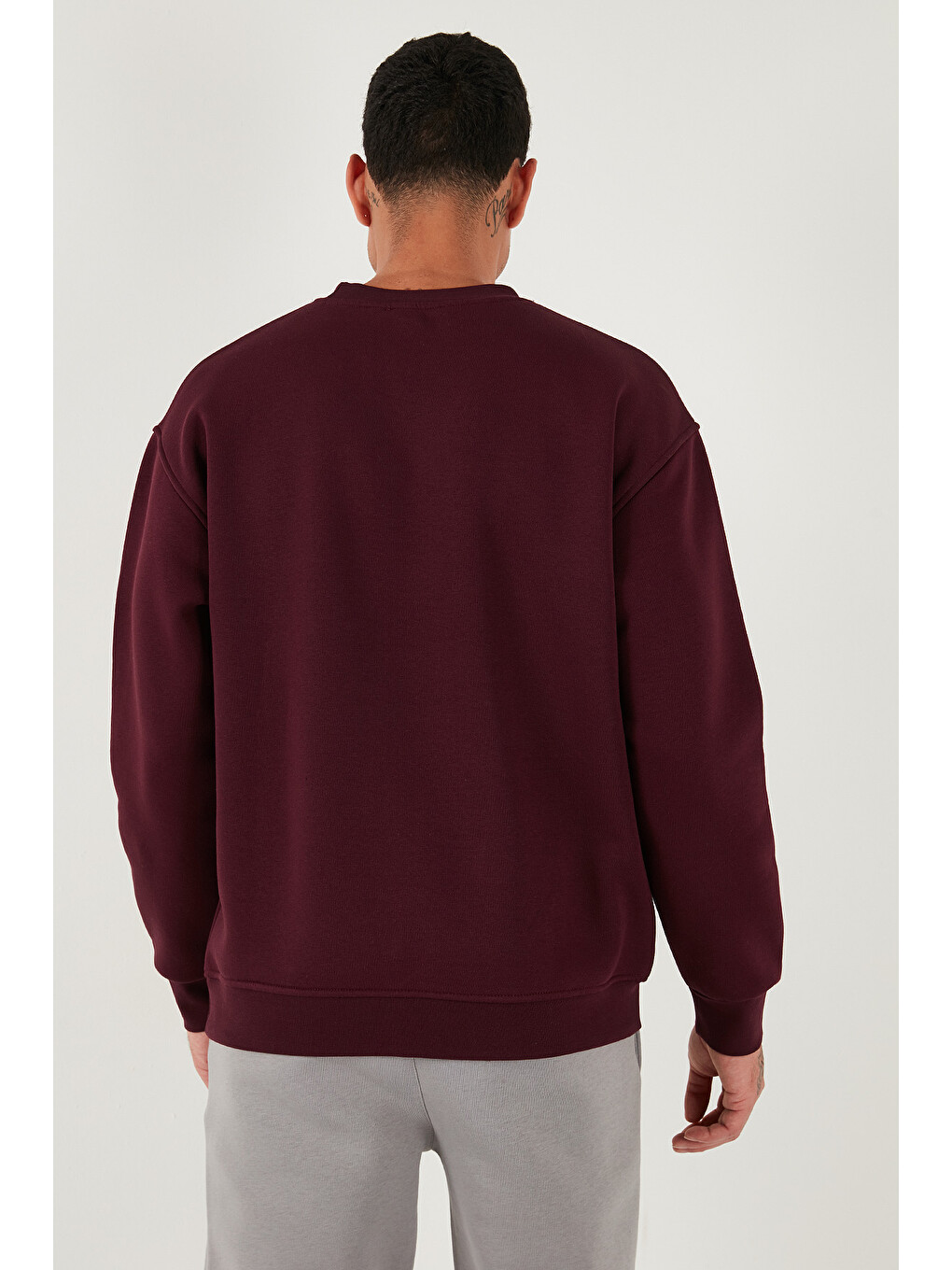 Kırmızı Regular Fit Bisiklet Yaka Pamuklu İçi Tüylü Yumuşak Şardonlu Erkek Sweat 5905255-5
