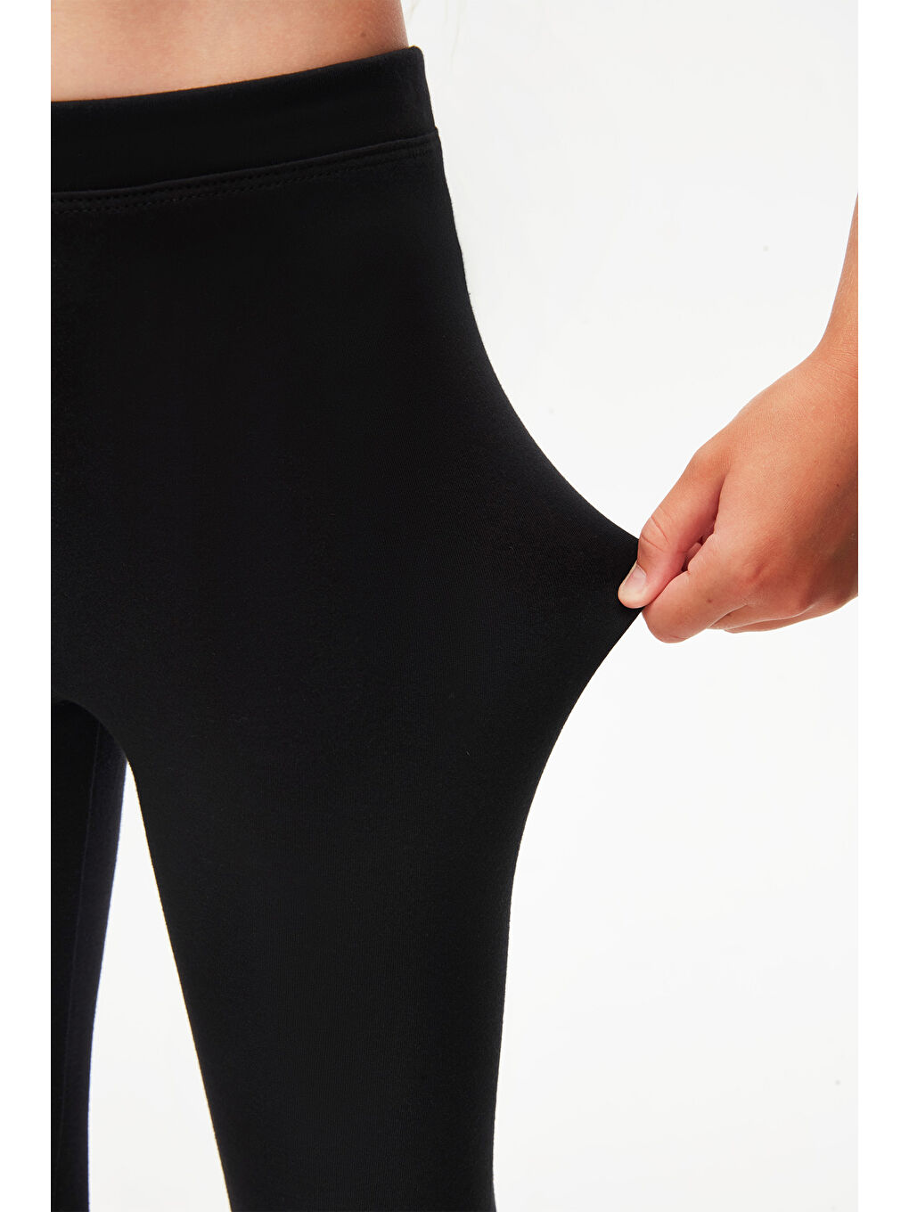 Siyah Kız Çocuk Kışlık Tam Boy Düz Basıc Tayt-2