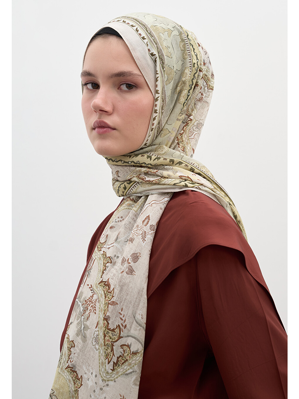 Arıane Desen Şal Soft Yeşil-4