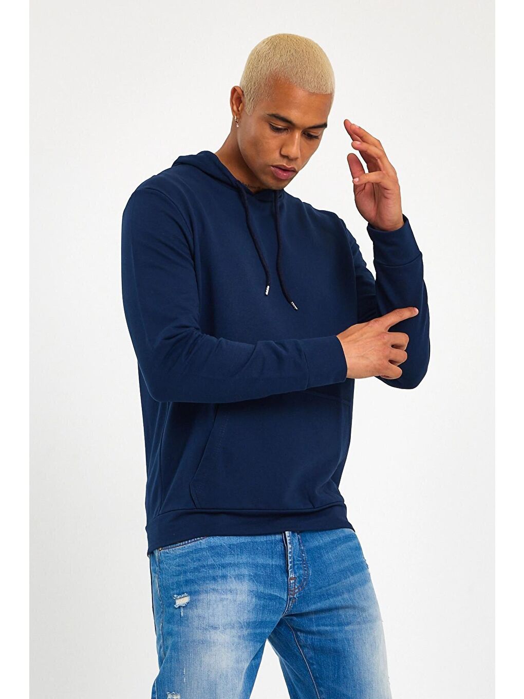 Süperlife Lacivert Erkek Kapşonlu Regular Fit İnce Sweatshirt SPR 20K55 - 3