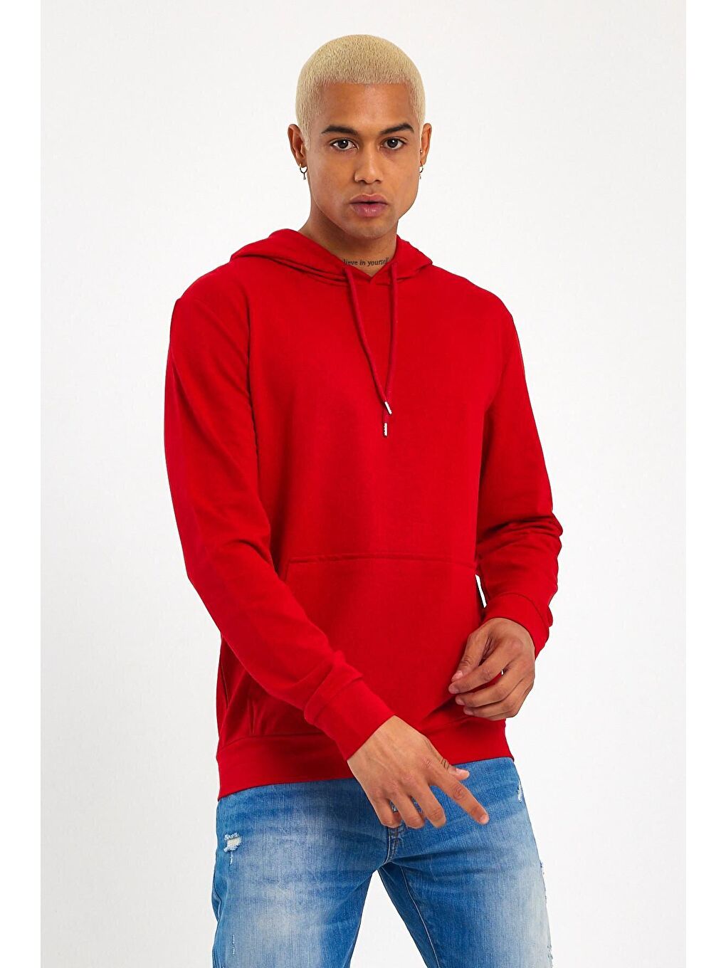 Süperlife Kırmızı Erkek Kapşonlu Regular Fit İnce Sweatshirt SPR 20K55 - 1