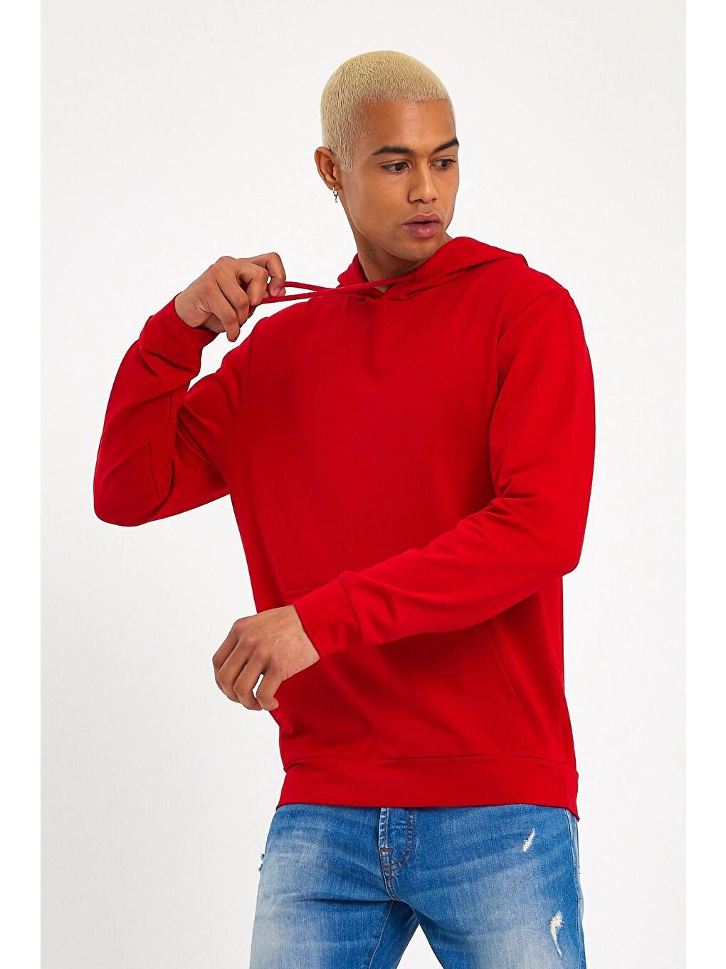 Süperlife Kırmızı Erkek Kapşonlu Regular Fit İnce Sweatshirt SPR 20K55 - 2