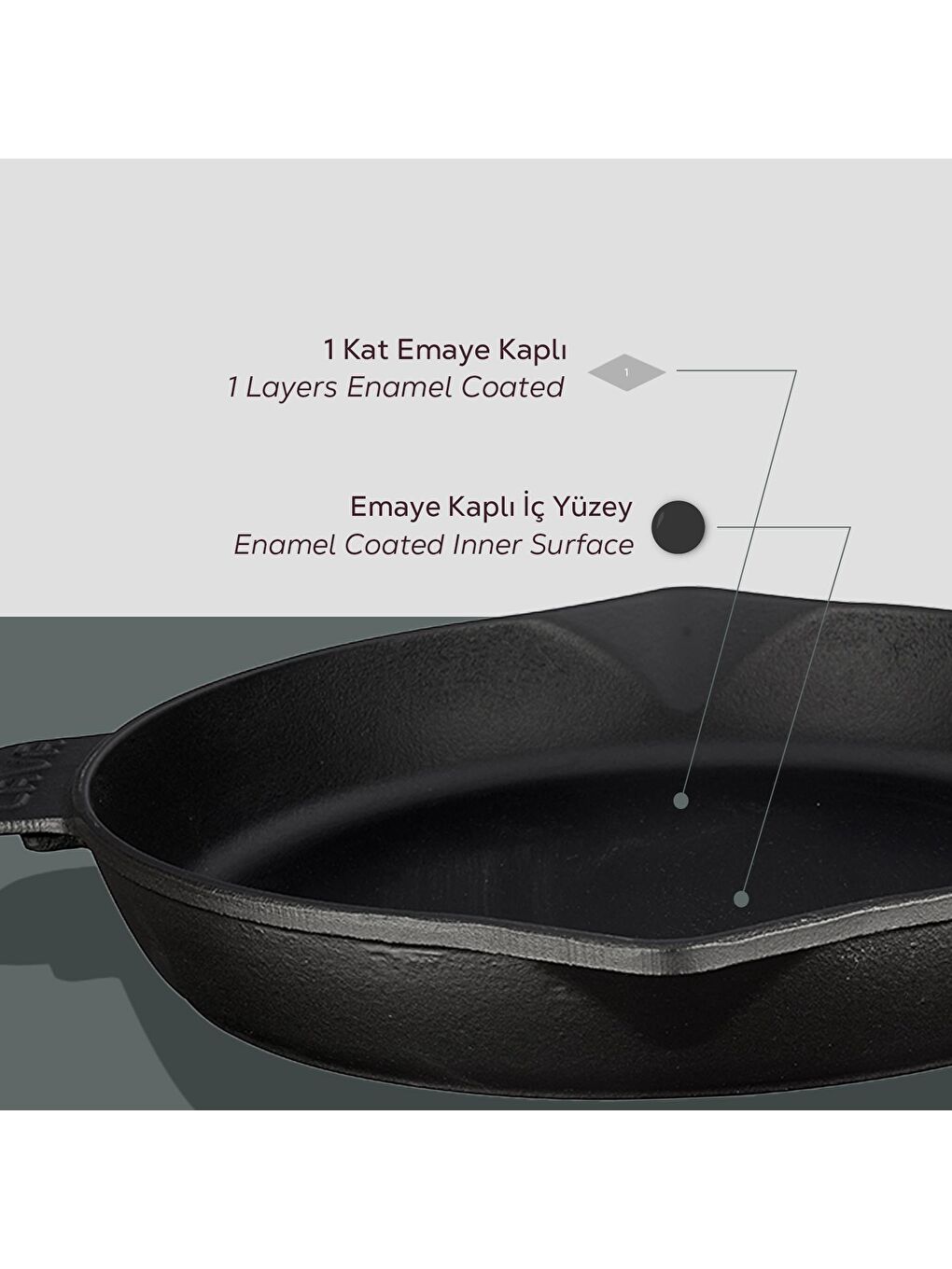 LAVA Siyah Yuvarlak Kızartma Tavası Döküm Demir Yekpare Saplı. Çap(Ø)30cm - 5