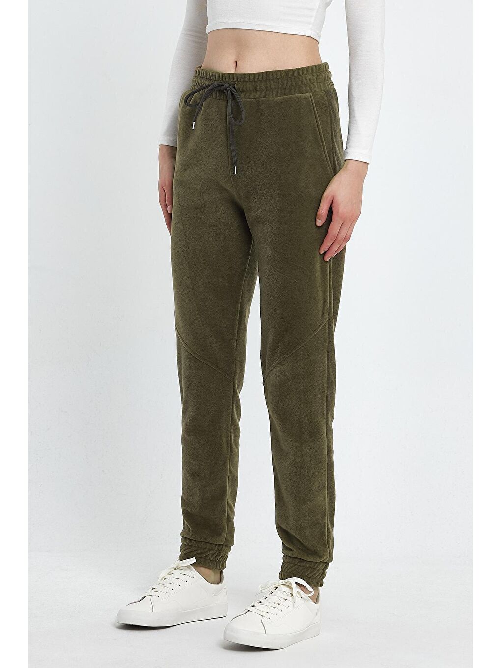 Haki Kadın Rahat Kalıp Softech Polar Sweat Eşofman Altı SPR24EA97-1