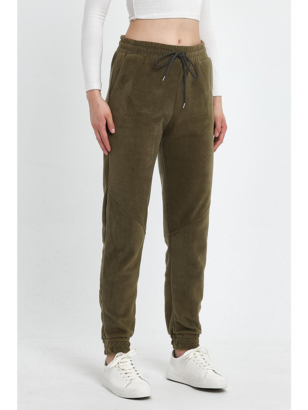 Haki Kadın Rahat Kalıp Softech Polar Sweat Eşofman Altı SPR24EA97-3