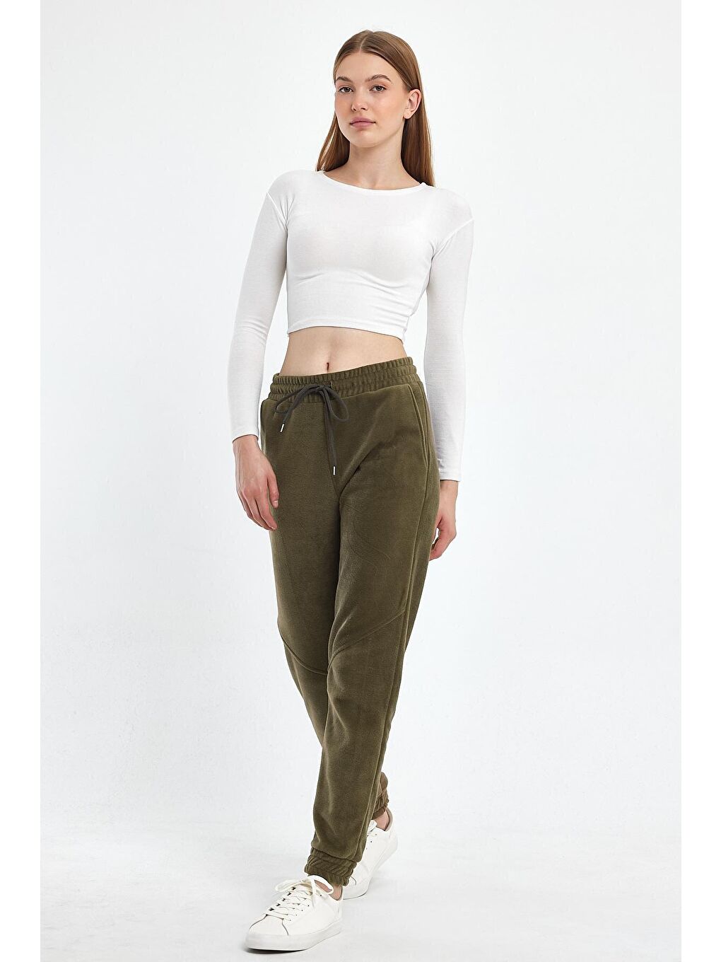 Haki Kadın Rahat Kalıp Softech Polar Sweat Eşofman Altı SPR24EA97-4