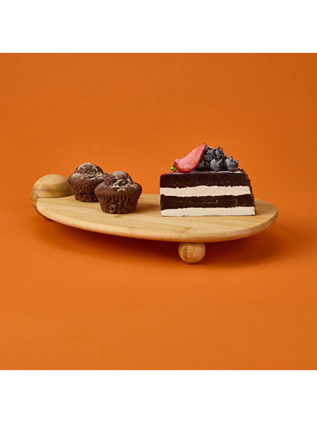 Bambu Oval Sunumluk - Açık Kahverengi - 33 cm-2