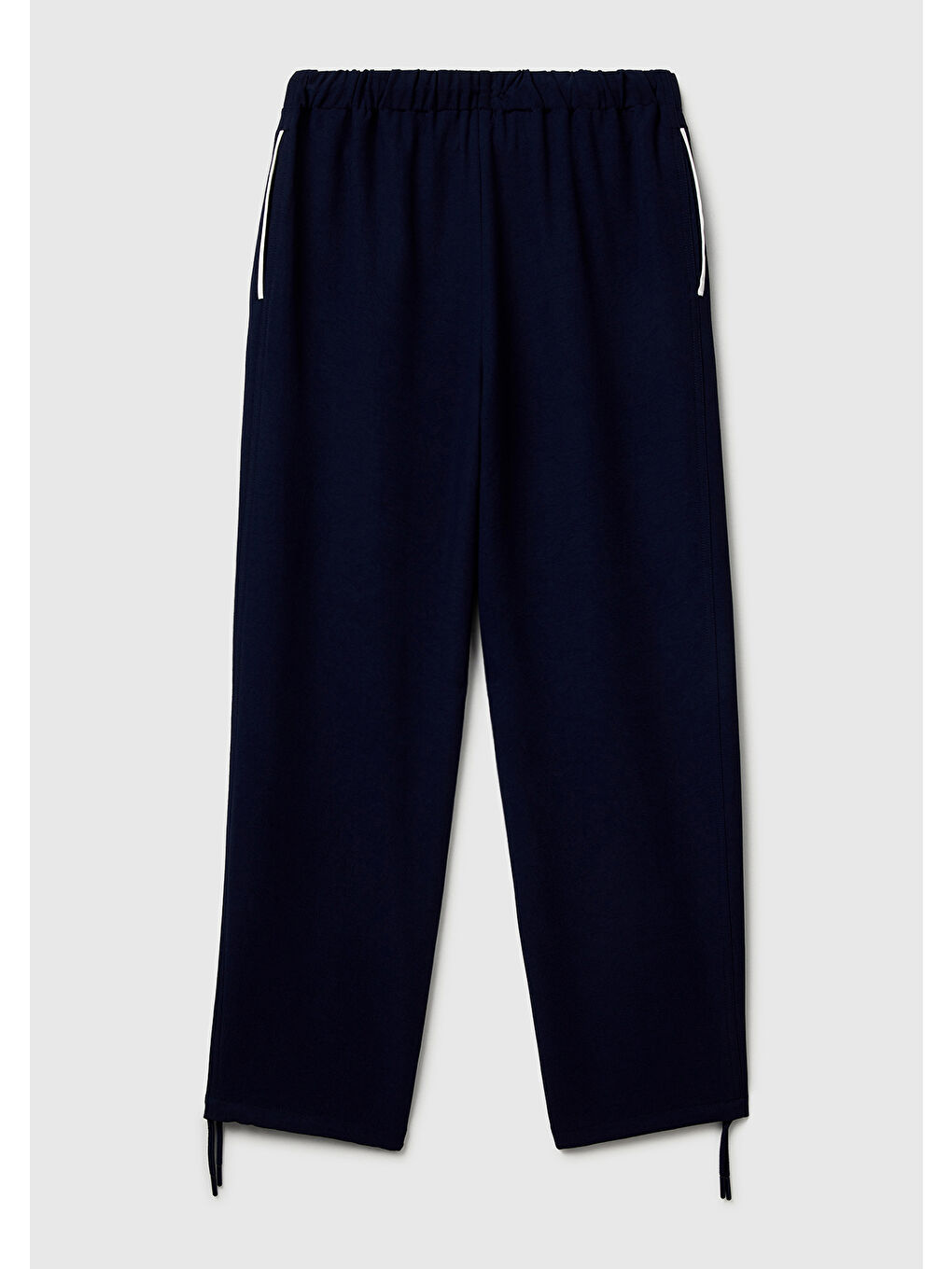 Kadın Lacivert Beli Bağcıklı Cepli Pantolon-3