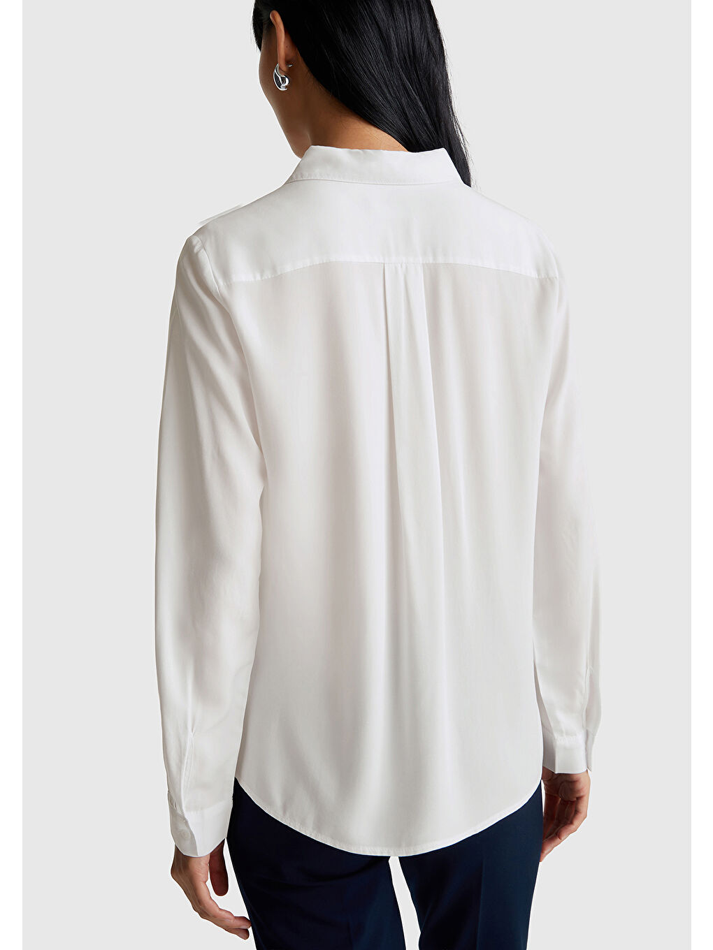 Kadın Beyaz %100 Viskoz Düğmeli Gömlek-2