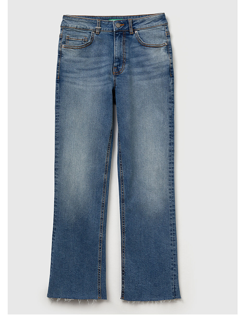 Kadın Açık Mavi Streç Pamuklu Paçası Kesik Geniş Paça Denim Pantolon-1