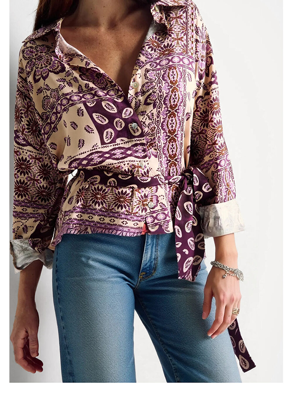 Kadın Açık Mavi Streç Pamuklu Paçası Kesik Geniş Paça Denim Pantolon-4