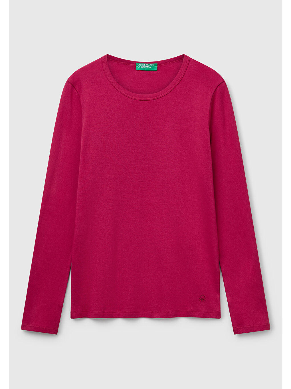 Kadın Fuşya Basic Bisiklet Yaka Uzun Kollu T-Shirt-1