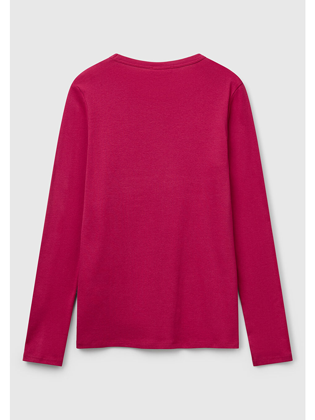 Kadın Fuşya Basic Bisiklet Yaka Uzun Kollu T-Shirt-3