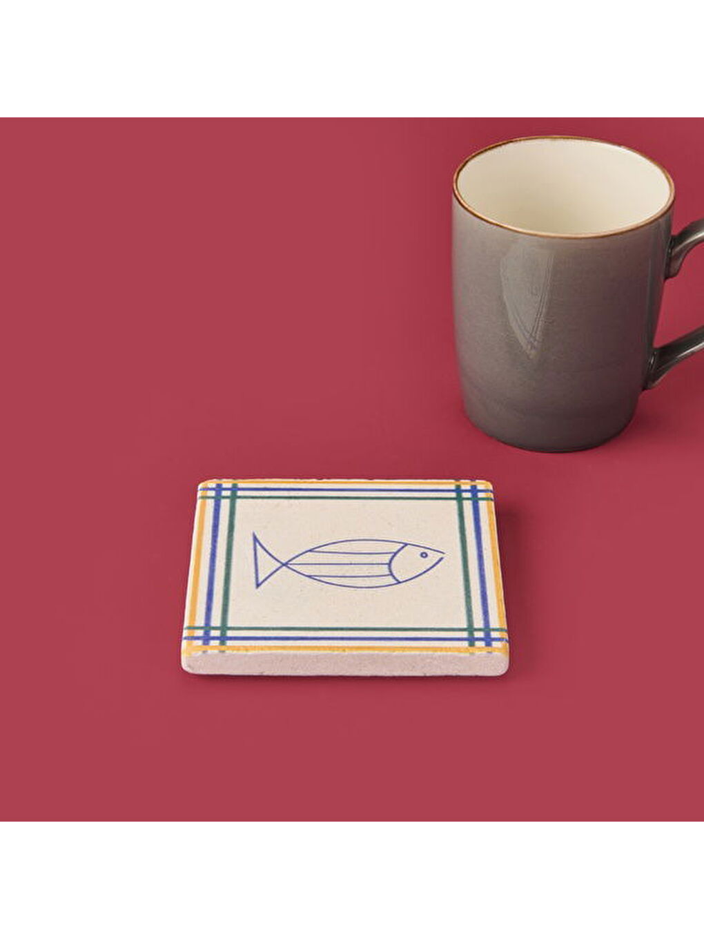 Karışık Kitchen Fish Bardak Altlığı - Renkli - 10 cm-1