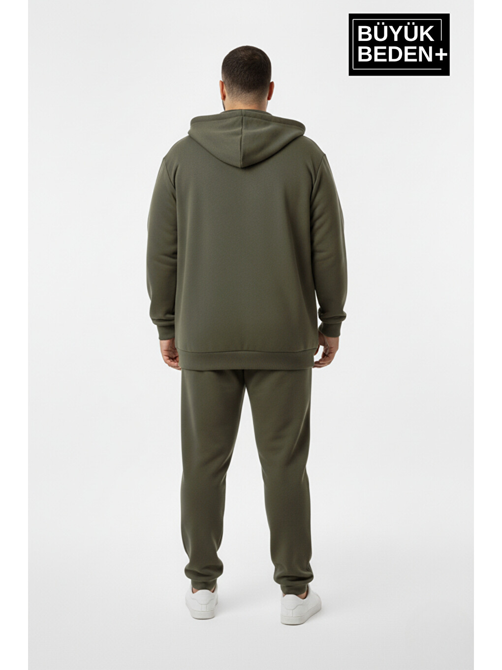 Haki Erkek Büyük Beden Fermuarlı Kapüşonlu Unified Baskılı İnce Sweatshirt Hırka Spr26bhr924-2