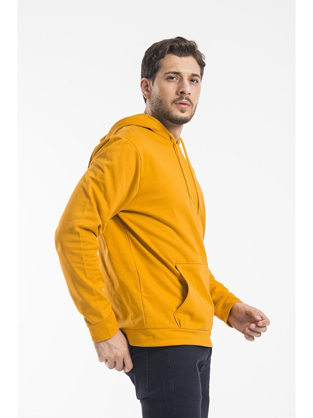 Sarı Kapüşonlu Regular Fit İnce Erkek Hoodie SPR 20K55
