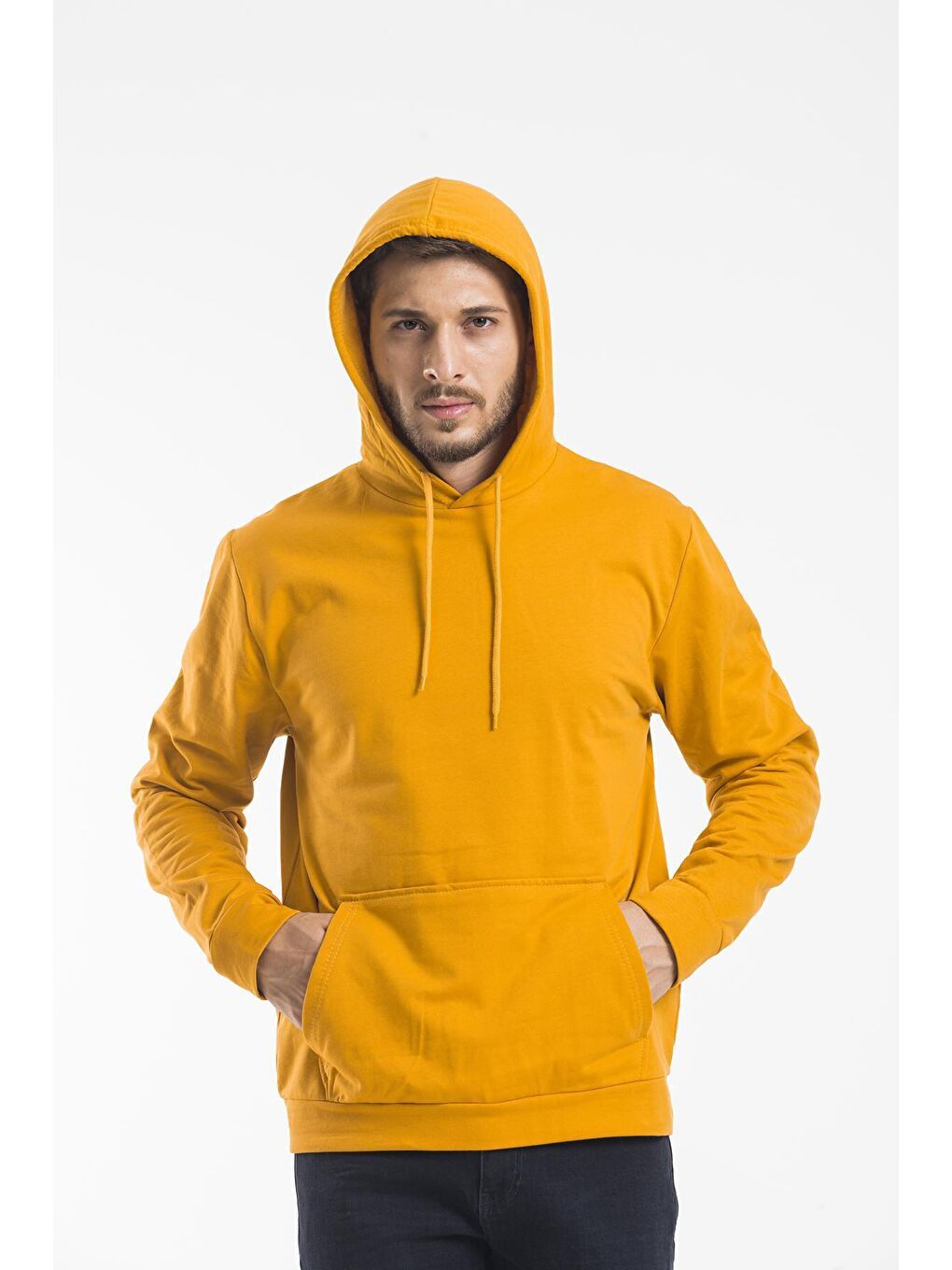 Sarı Kapüşonlu Regular Fit İnce Erkek Hoodie SPR 20K55-2