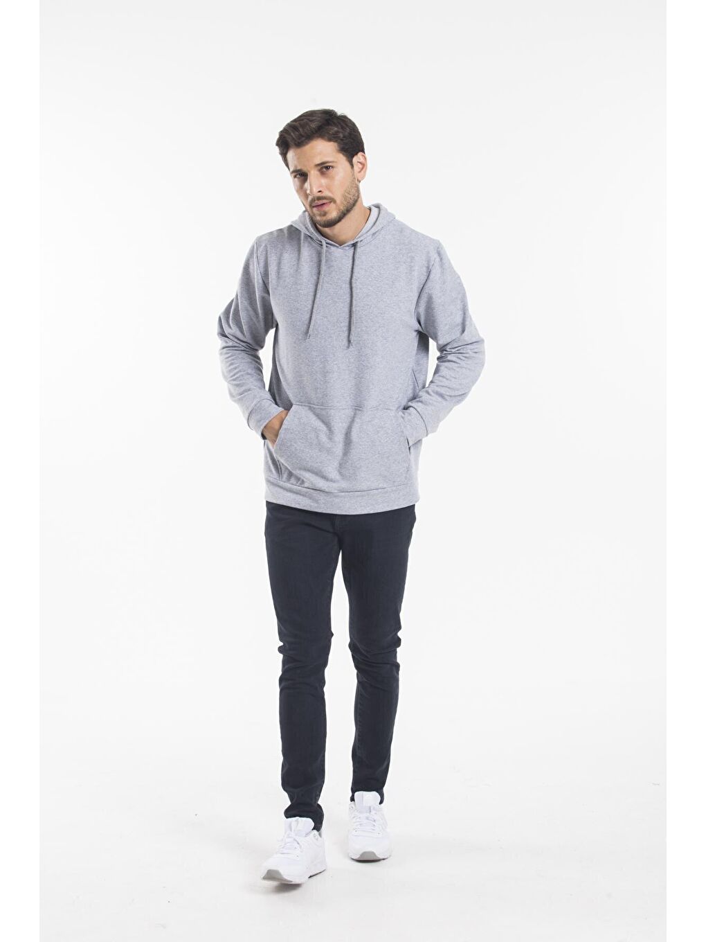 Süperlife Açık Gri Erkek Kapşonlu Regular Fit İnce Sweatshirt SPR 20K55