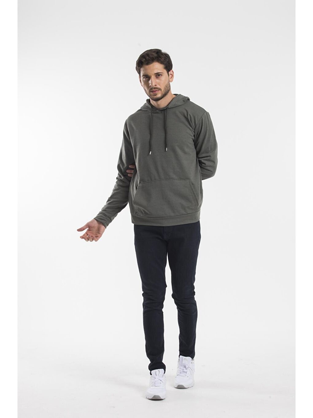 Süperlife Haki Erkek Kapüşonlu Regular Fit İnce Sweatshirt SPR 20K55