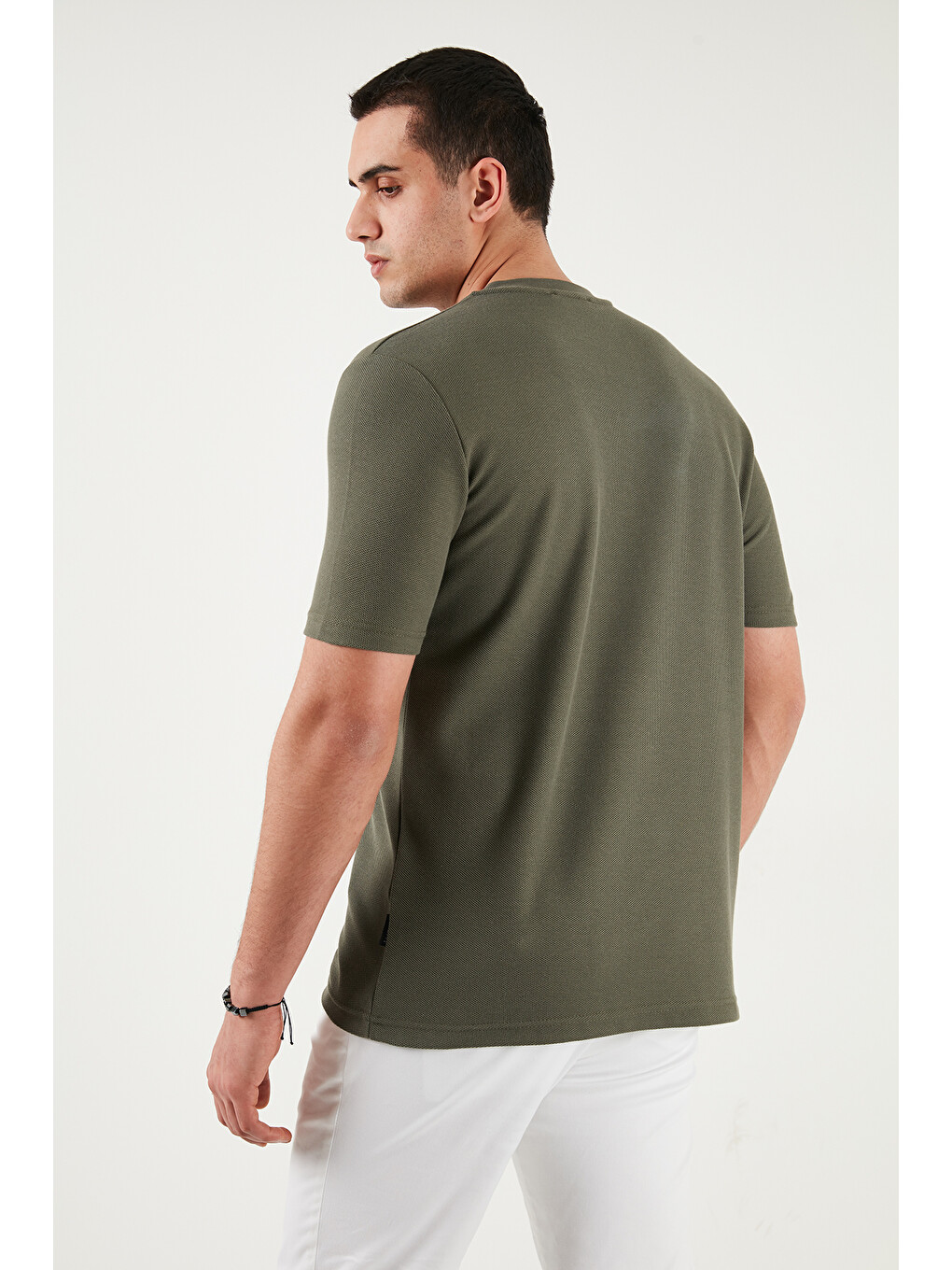 Haki Pamuklu Regular Fit Yarım Fermuarlı %100 Pamuk Tişört 5902653-6