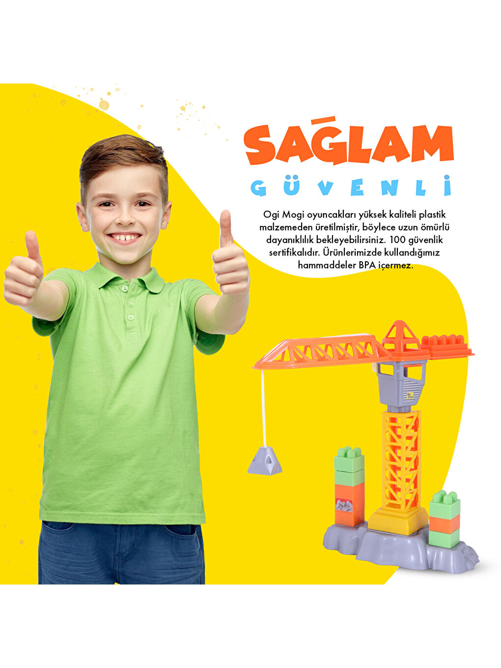 Ogi Mogi Toys İnşaat Bloklar ve Vinç 44 Parça - 5