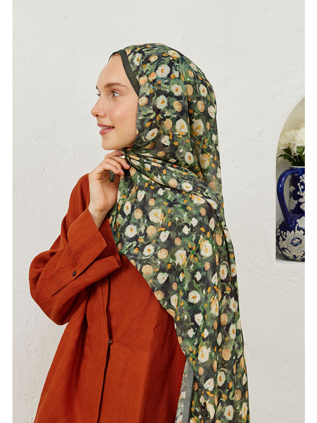 Agnes Desen Rami Şal Koyu Yeşil-1