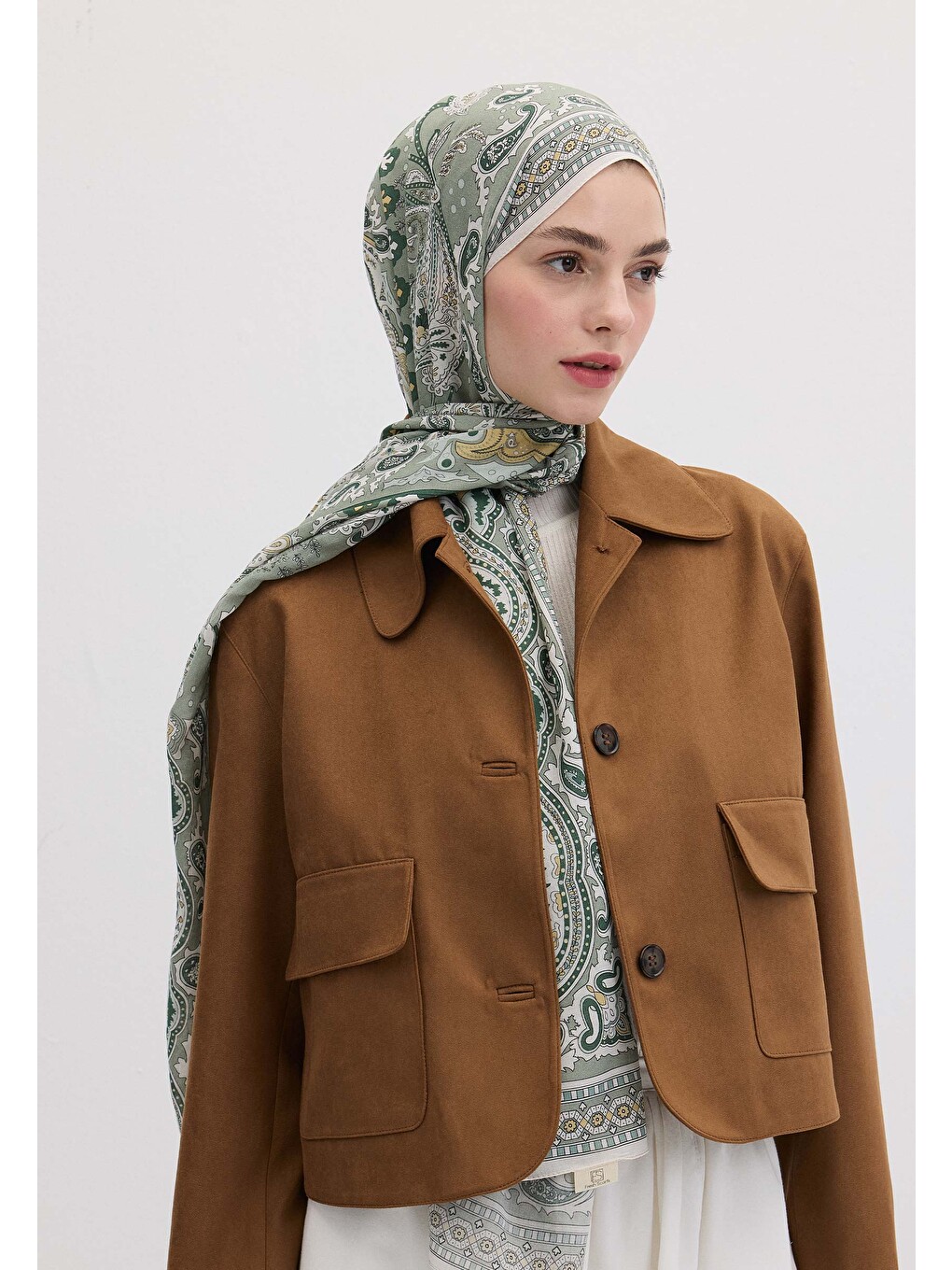 Yeşil Lena Desen Şal Çağla-2