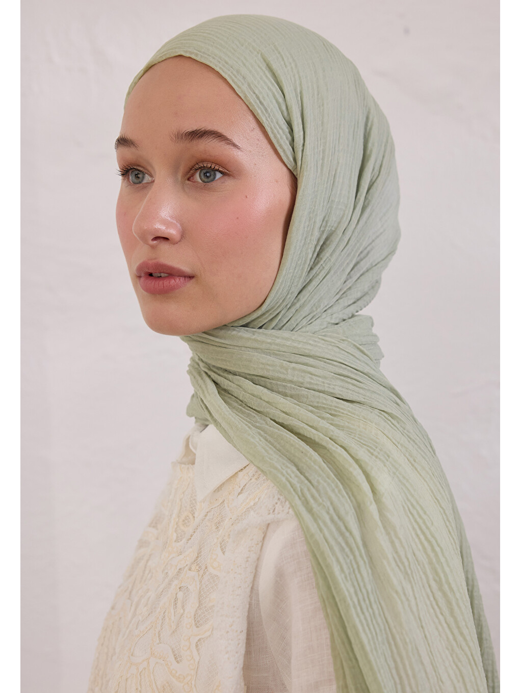 Modal Krinkıl Şal Pastel Yeşil-1