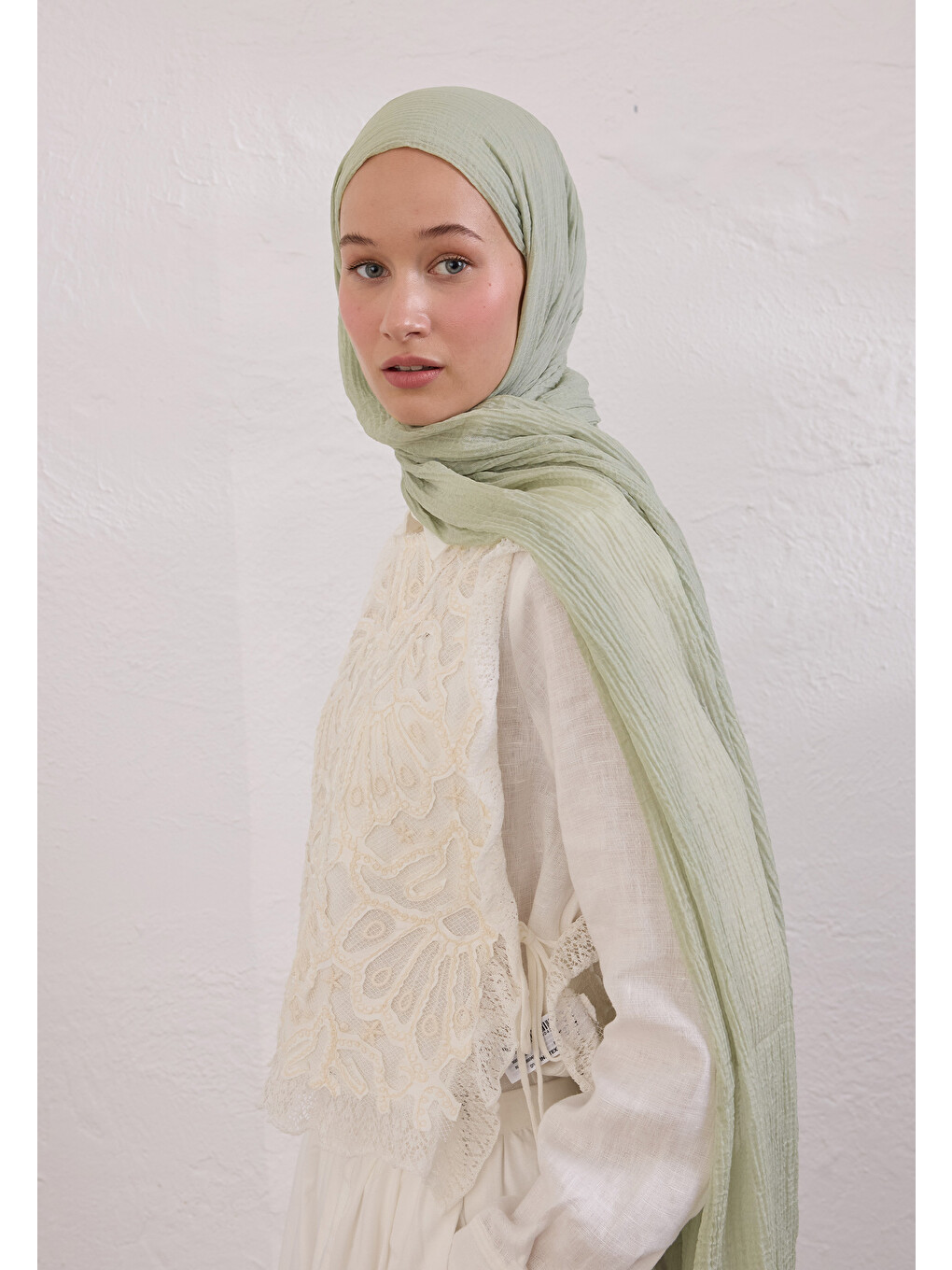 Modal Krinkıl Şal Pastel Yeşil-2