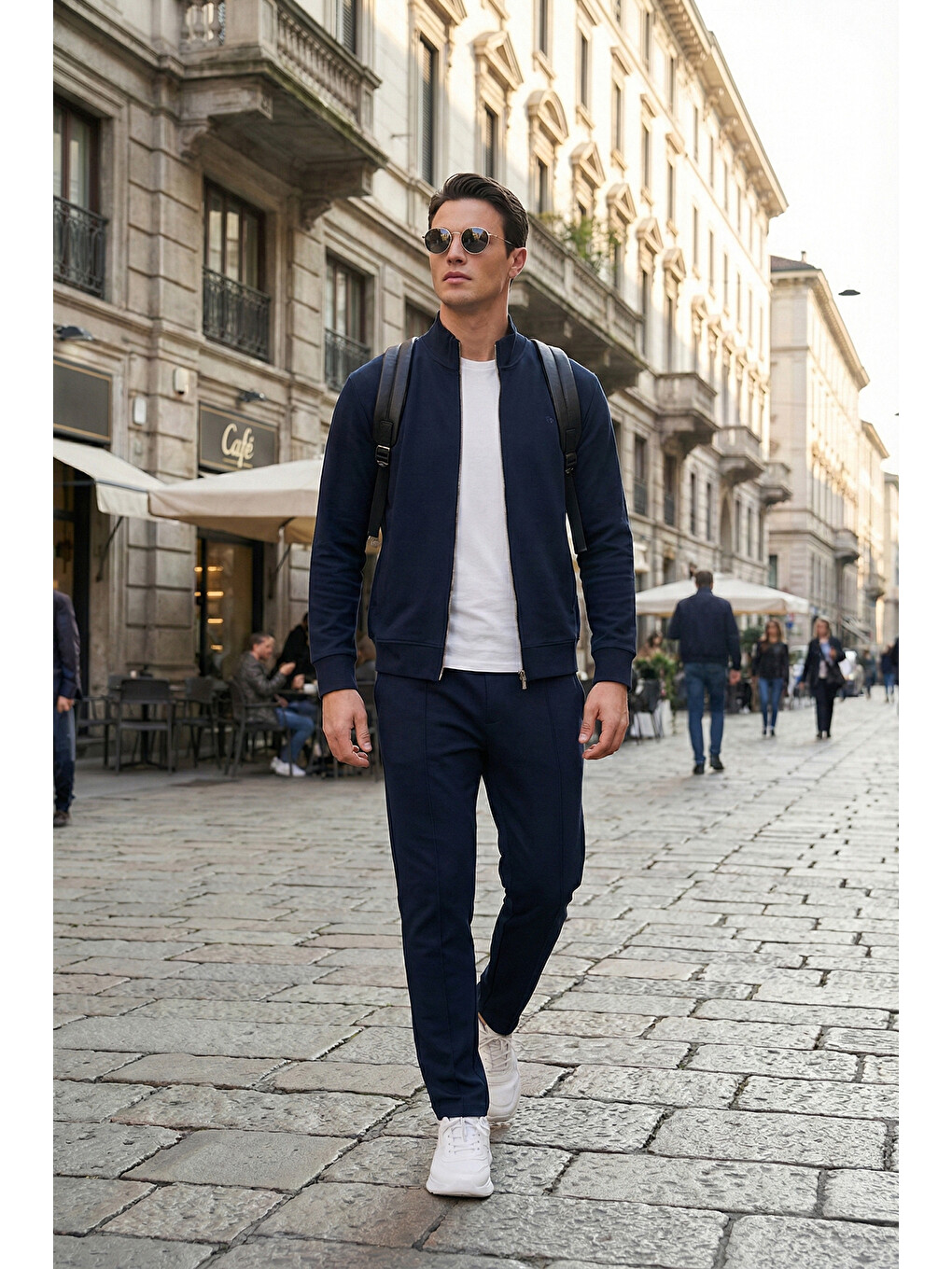 Lacivert Pamuklu Slim Fit Normal Bel Daralan Paça Çimalı Pantolon 5908088-1