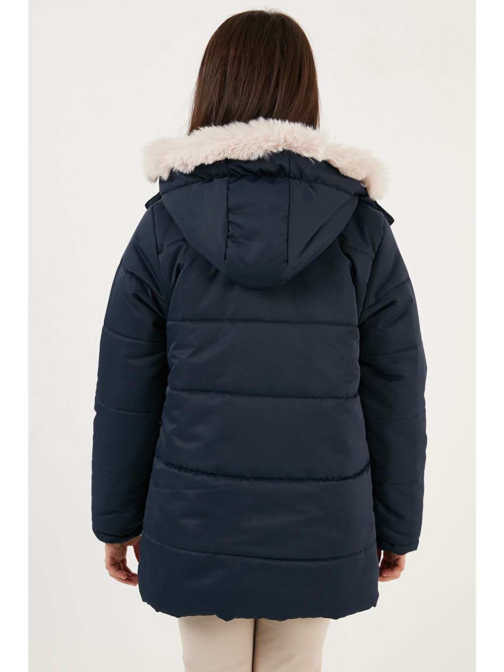 Lacivert İçi Pelüş Astarlı Kapüşonlu Şişme Kız Çocuk Mont 6035034-5