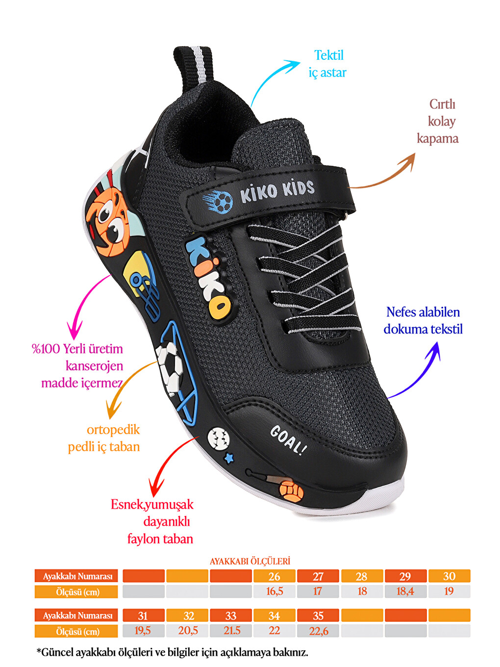 Siyah Velcro Günlük Cırtlı Erkek Çocuk Spor Ayakkabı-1