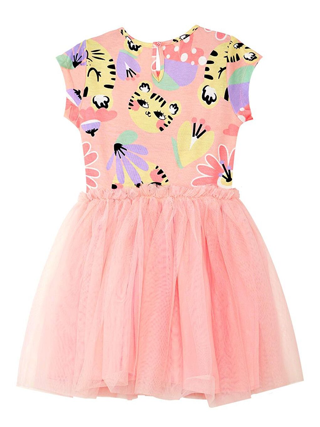 Denokids Pembe Leo Flower Kız Çocuk Tüllü Elbise - 3