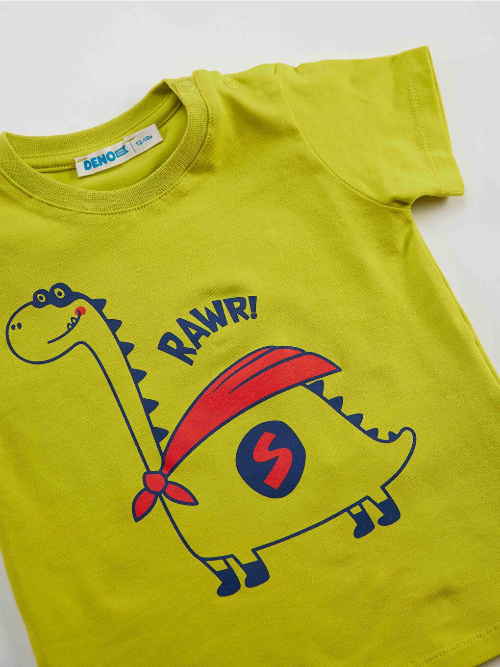 Denokids Karışık Super Dino Erkek Bebek T-shirt Kapri Şort Takım - 4