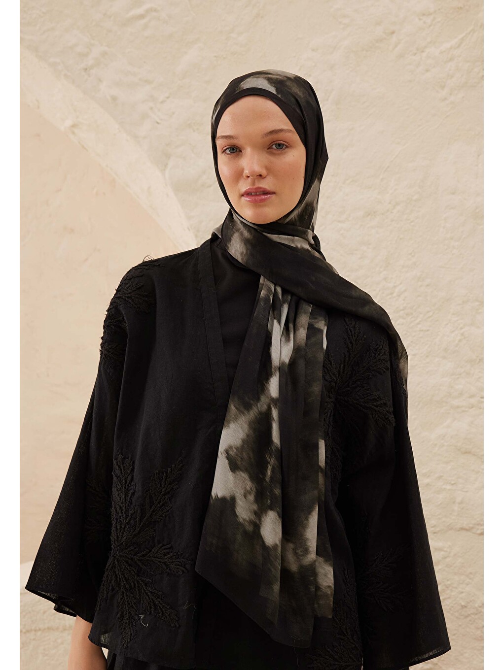 Batik Desen Rami Şal Antrasit