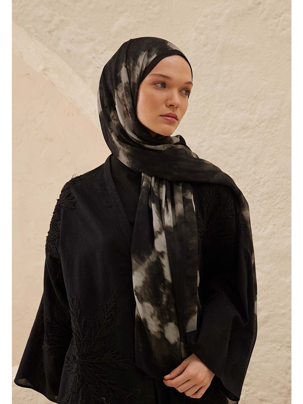Batik Desen Rami Şal Antrasit-4