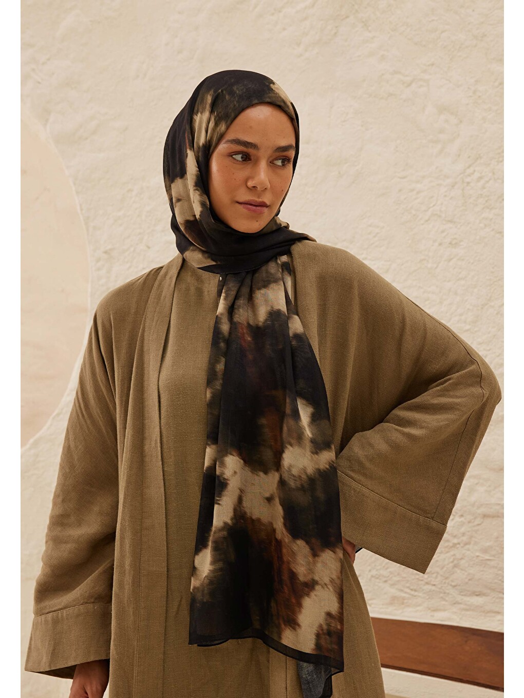 Batik Desen Rami Şal Siyah-2
