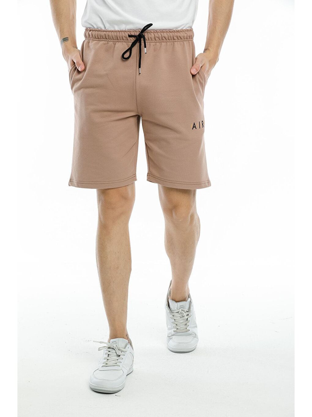 Bej Dar Kalıp Air Baskılı Erkek Şort SPR21Y52-1