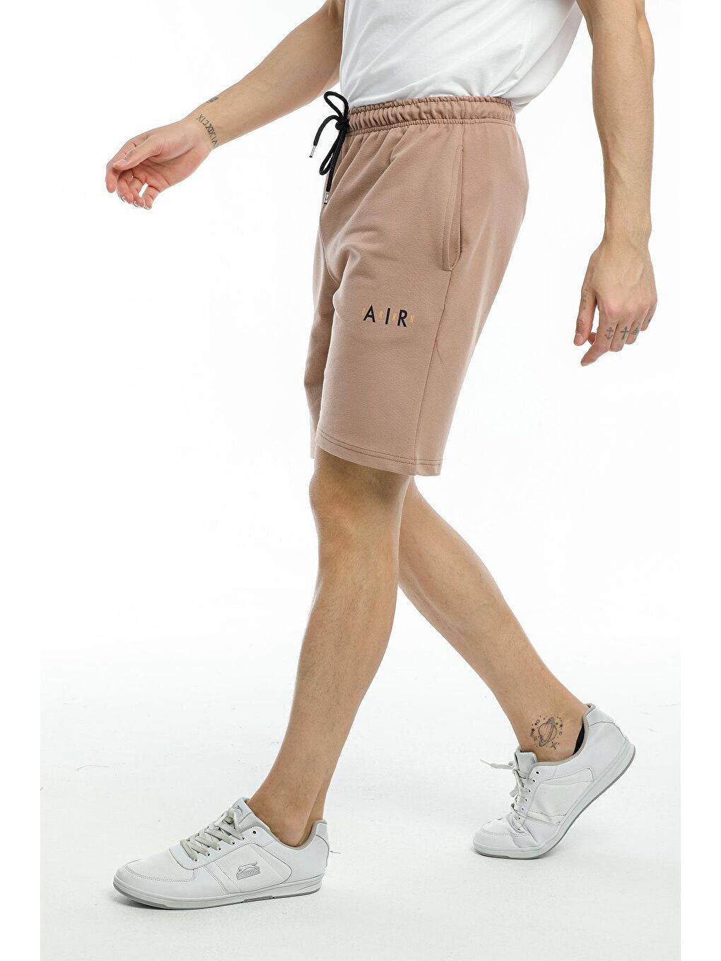 Bej Dar Kalıp Air Baskılı Erkek Şort SPR21Y52-3