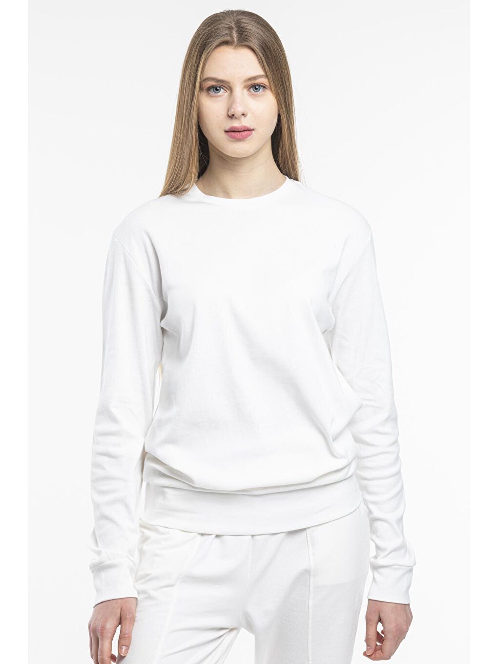 Ekru Kadın Bisiklet Yaka Regular Fit Sweatshirt spr21k17-2