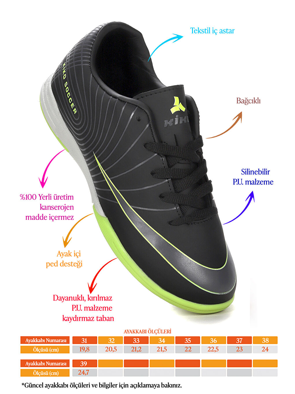 Siyah 130 Halı Saha Erkek Çocuk Futbol Ayakkabı-1