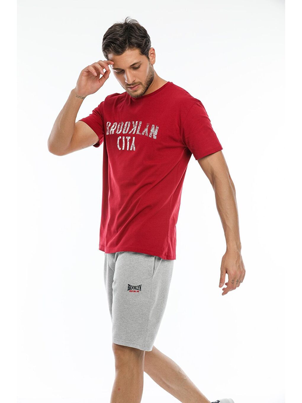 Gri Regular Fit Nakışlı Brooklyn Erkek Şort SPR21Y57-2