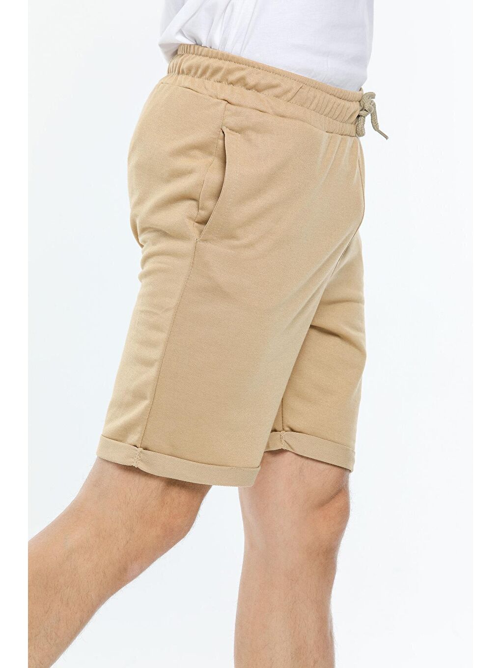 Bej Erkek Slim Fit Duble Paça Şort SPR21Y51-2