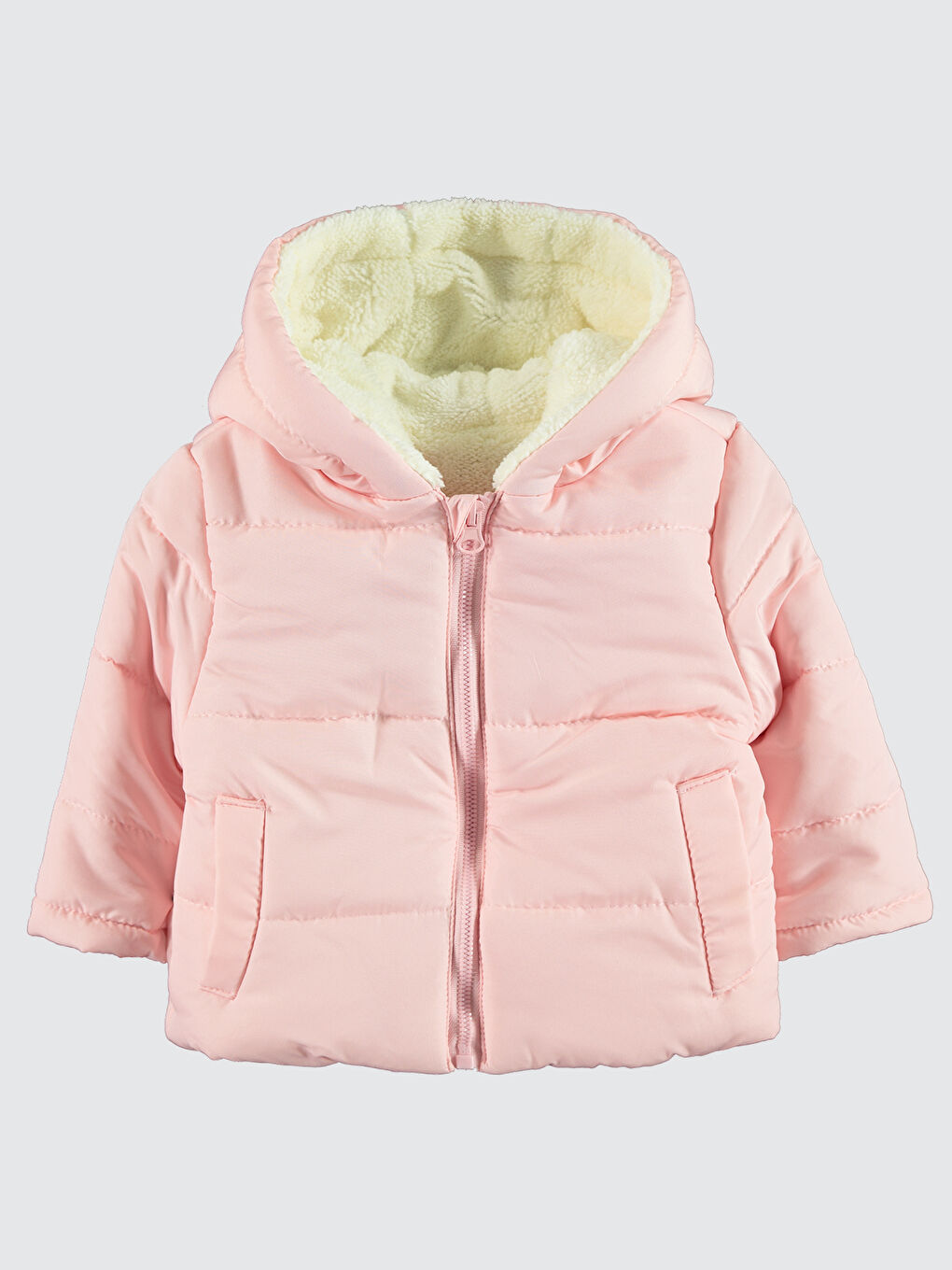 Kız Bebek Kapüşonlu Mont 6-18 Ay Şeker Pembesi-1