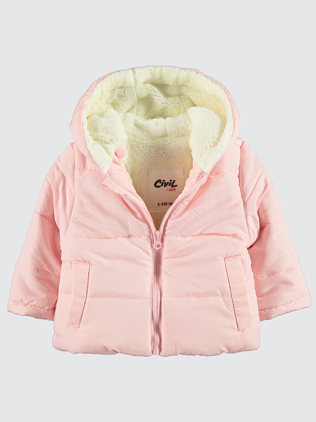 Kız Bebek Kapüşonlu Mont 6-18 Ay Şeker Pembesi-2