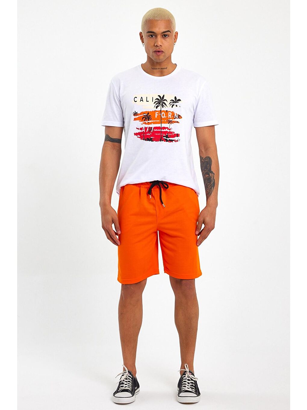 Beyaz Erkek Bisiklet Yaka Regular Fit Baskılı Tişort SPR23ts302-2