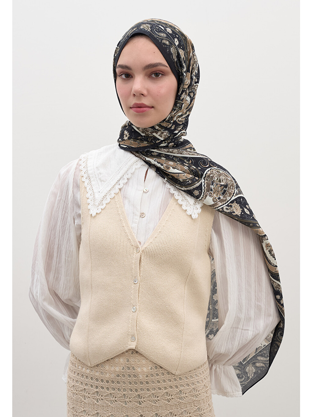 Panthea Desen Şal Siyah-4